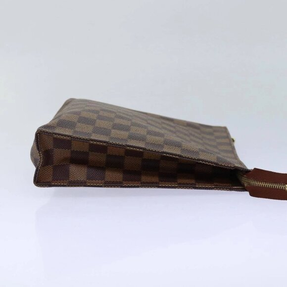 LOUIS VUITTON Damier Ebene Poche Toilette 26 Pouch N47543 LV Auth 84848 - Picture 6 of 16